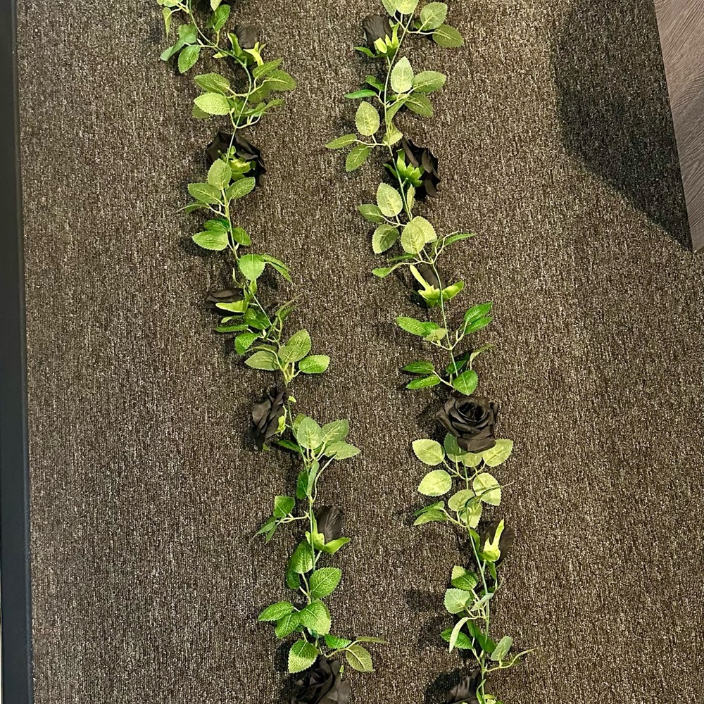 Pair of Artificial Black Rose Garlands